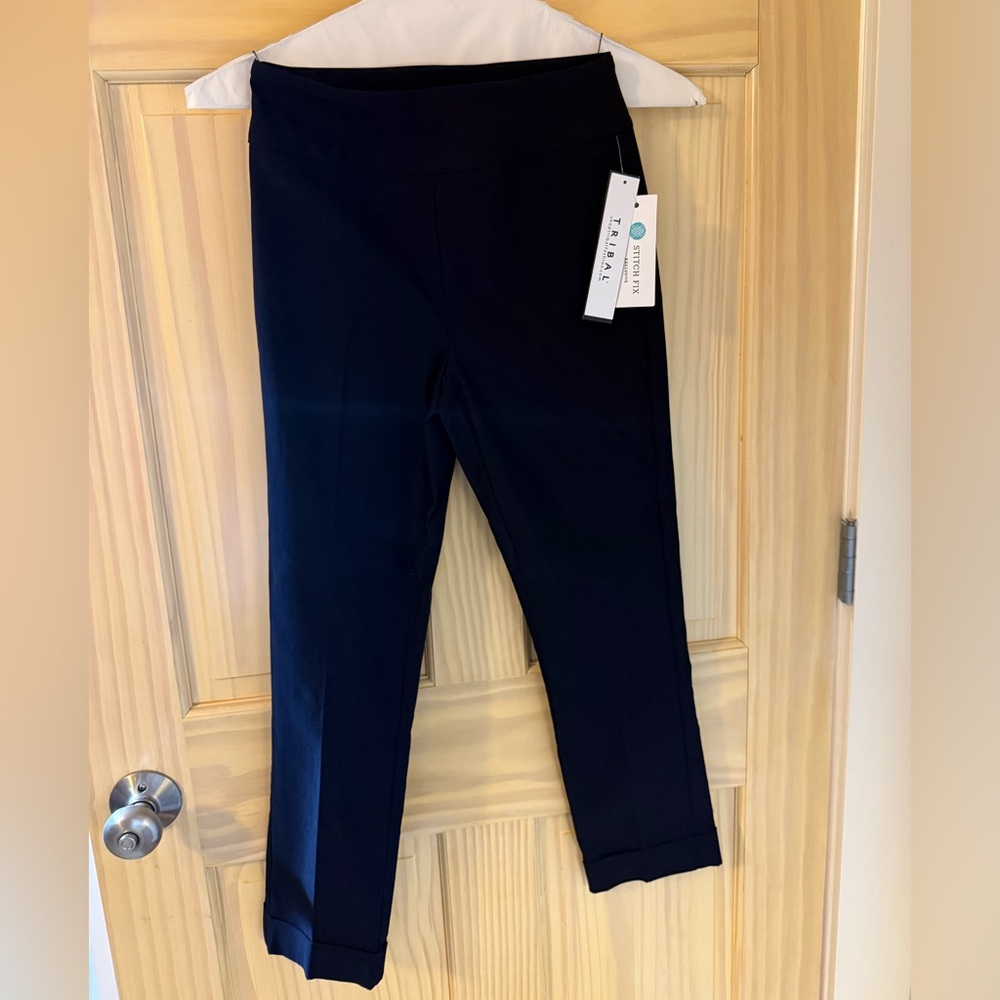 Tribal cropped and cuffed pants in ink
